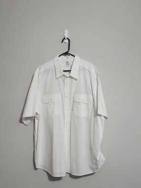 Men's Faded Glory White 100% Cotton Button-Down Short Sleeve Shirt 3XL